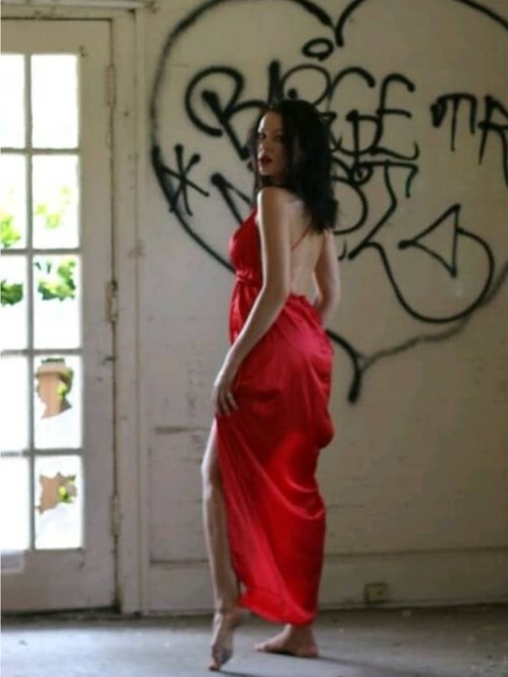 Red Maxi Dress with Open Back - Picture 6 of 6